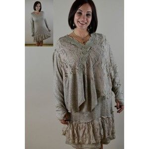 Pretty Angel Knit Ruffle Hem Dress and Matching Coverlet Top 2 Piece Set